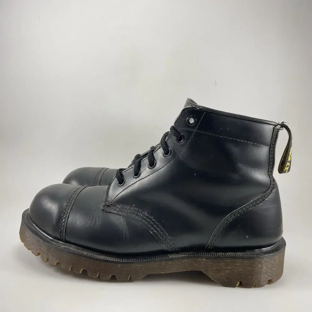 Dr. Martens Bex Toe Cap Mens Size 9, 8 UK Black Leather Boots England Steel Toe